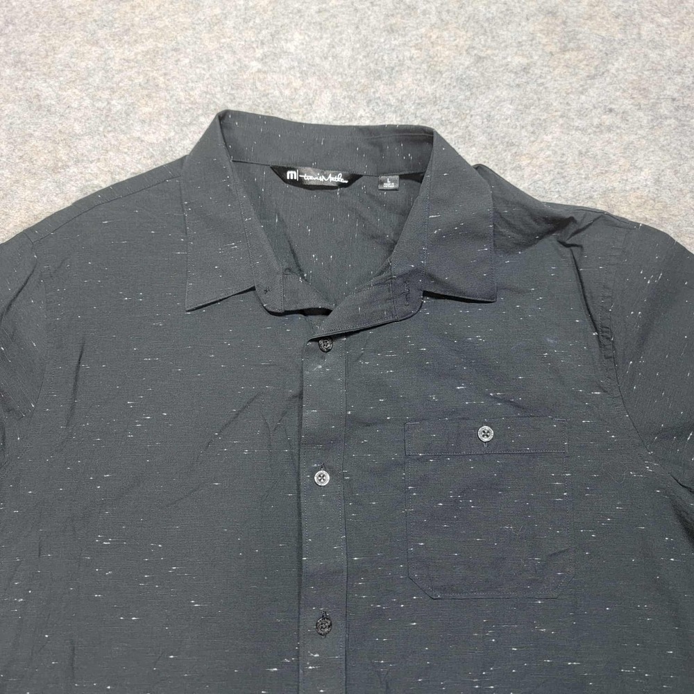 Travis Mathew Mens Button Down Shirt‎ Short Sleeve Gray Casual Golf